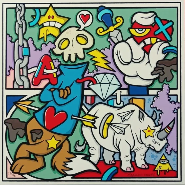 serigrafia-roncarà_30x30_era-del-rinoceronte-bianco