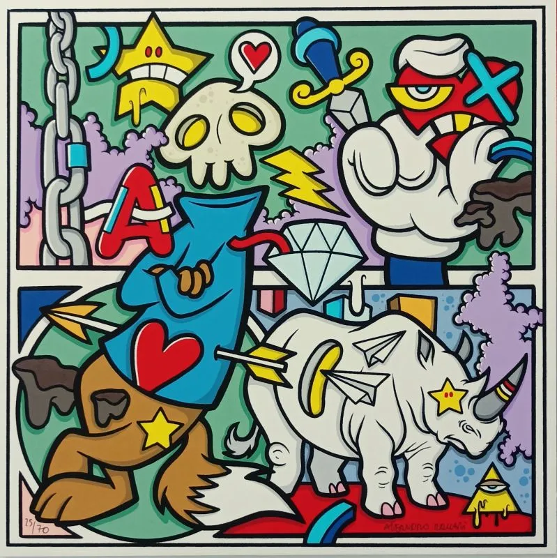 serigrafia-roncarà_30x30_era-del-rinoceronte-bianco